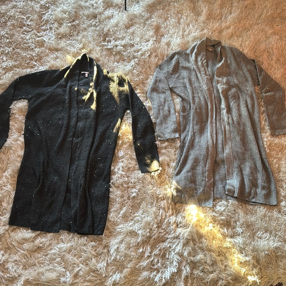 (2) NEW Victoria’s Secret sparkle grey waffle sweaters
